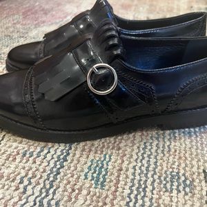 Isa Tapia Black Leather Oxford Loafers 8.5